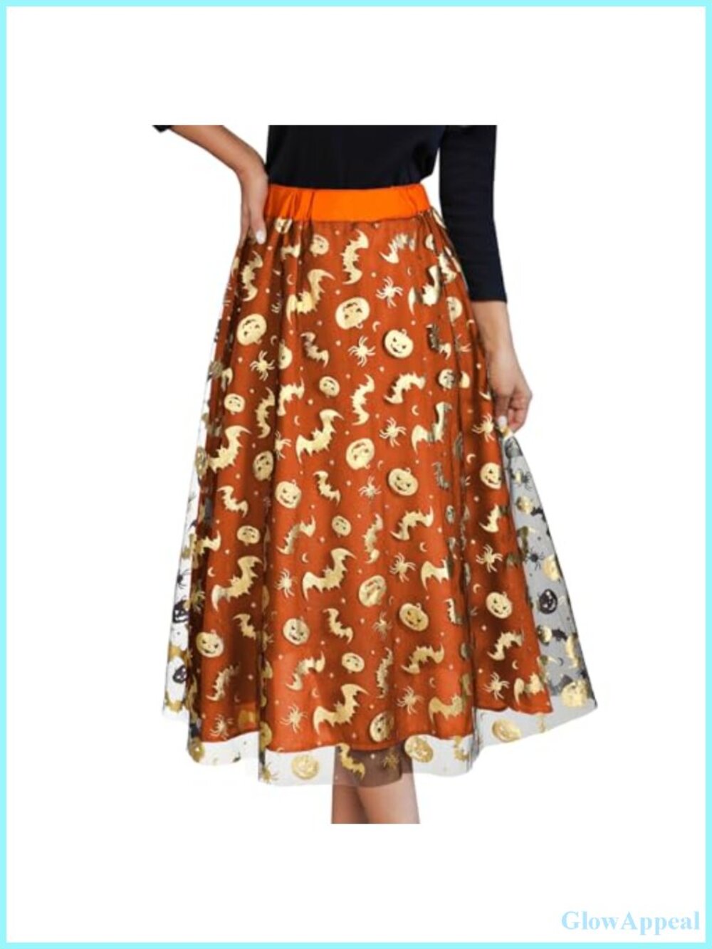 Women's Halloween Tulle Tutu Skirt with Elastic Waist Layered Midi Skirt